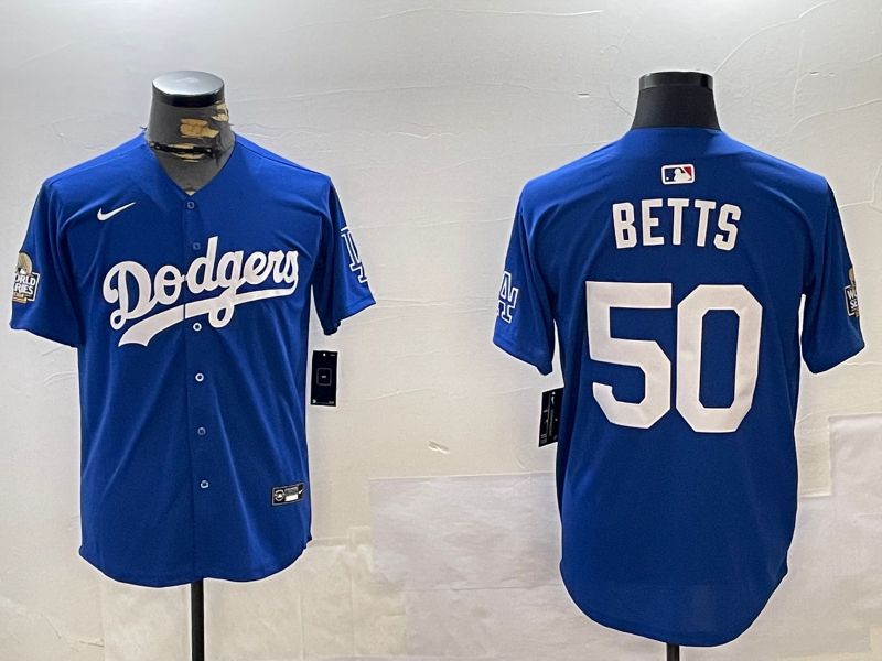 Men Los Angeles Dodgers #50 Betts Blue Game 2024 Nike MLB Jersey style 1216